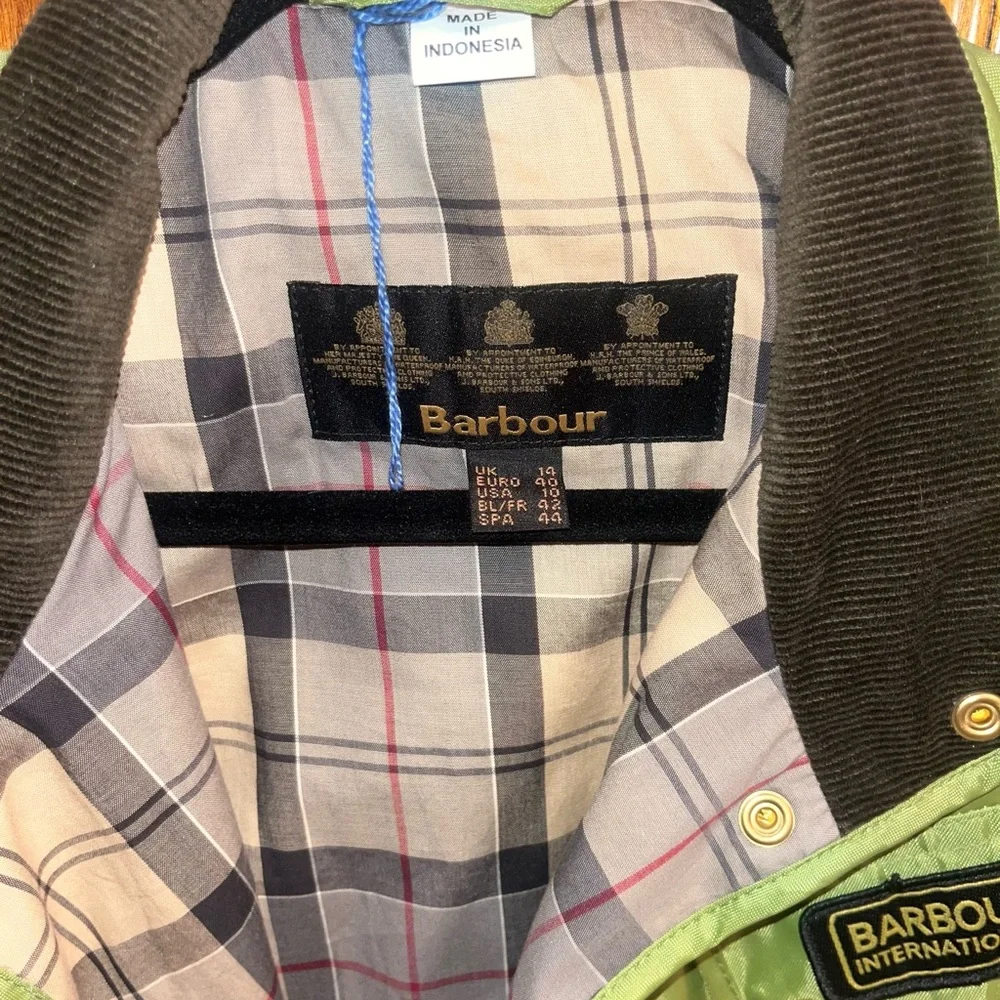 Barbour Olive Jacket with Plaid Interior - Picture 2 of 5